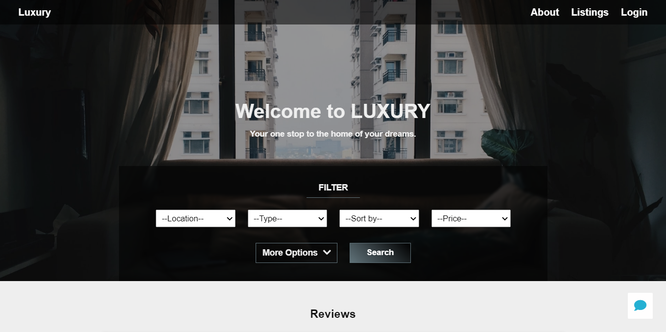 luxury website homepage snapshot